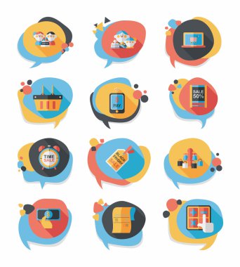 alışveriş konuşma balonu düz tasarım arka plan ayarlamak, eps10