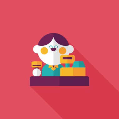 dükkan sahibi uzun gölge, eps10 düz simgesiyle