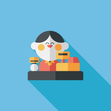 dükkan sahibi uzun gölge, eps10 düz simgesiyle