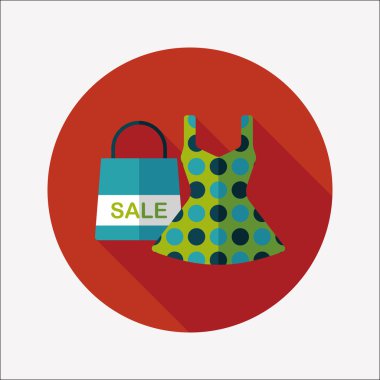 Uzun gölgeli düz elbise ikonu, eps10