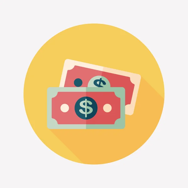 Shopping money cash flat icon with long shadow, eps10 — Vettoriale Stock