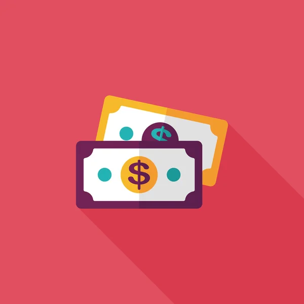 Shopping money cash flat icon with long shadow, eps10 — Vettoriale Stock