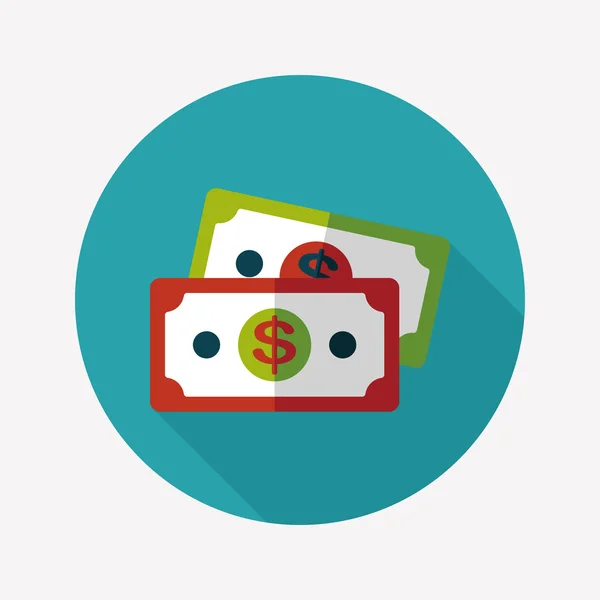 Shopping money cash flat icon with long shadow, eps10 — Vettoriale Stock