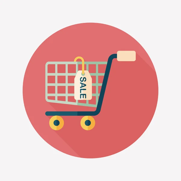 Carrello shopping flat icon with long shadow, eps10 — Vettoriale Stock