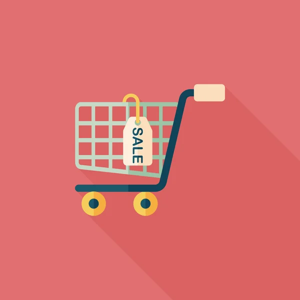 Shopping cart flat ikonen med långa skugga, eps10 — Stock vektor