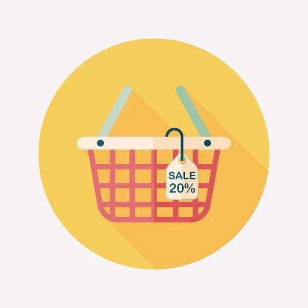 Shopping basket flat icon with long shadow,eps10 — Stock Vector