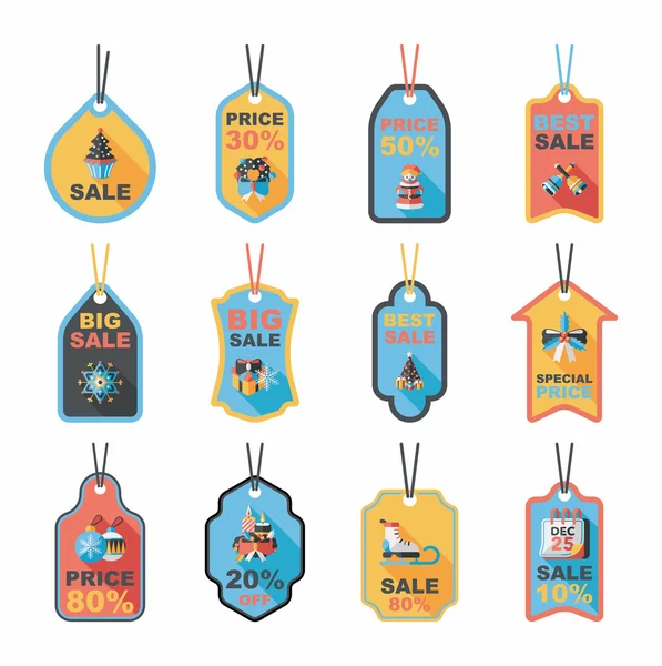 Christmas tag platt banner bakgrund set, eps10 — Stock vektor