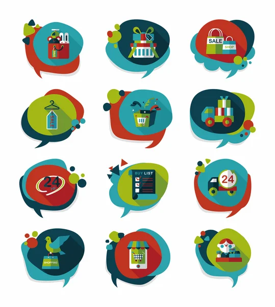 alışveriş konuşma balonu düz tasarım arka plan ayarlamak, eps10
