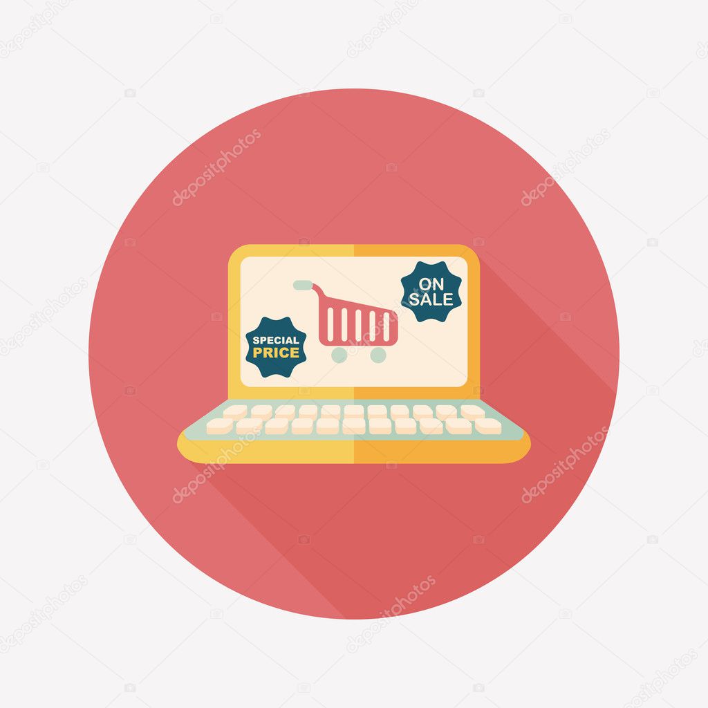 online shopping flat icon with long shadow,eps10