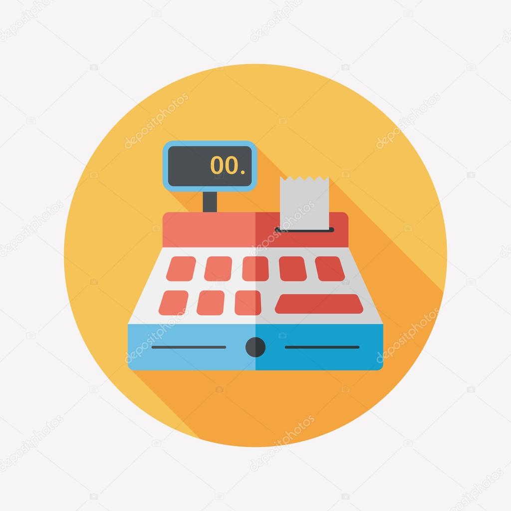 shopping cash register flat icon with long shadow,eps10