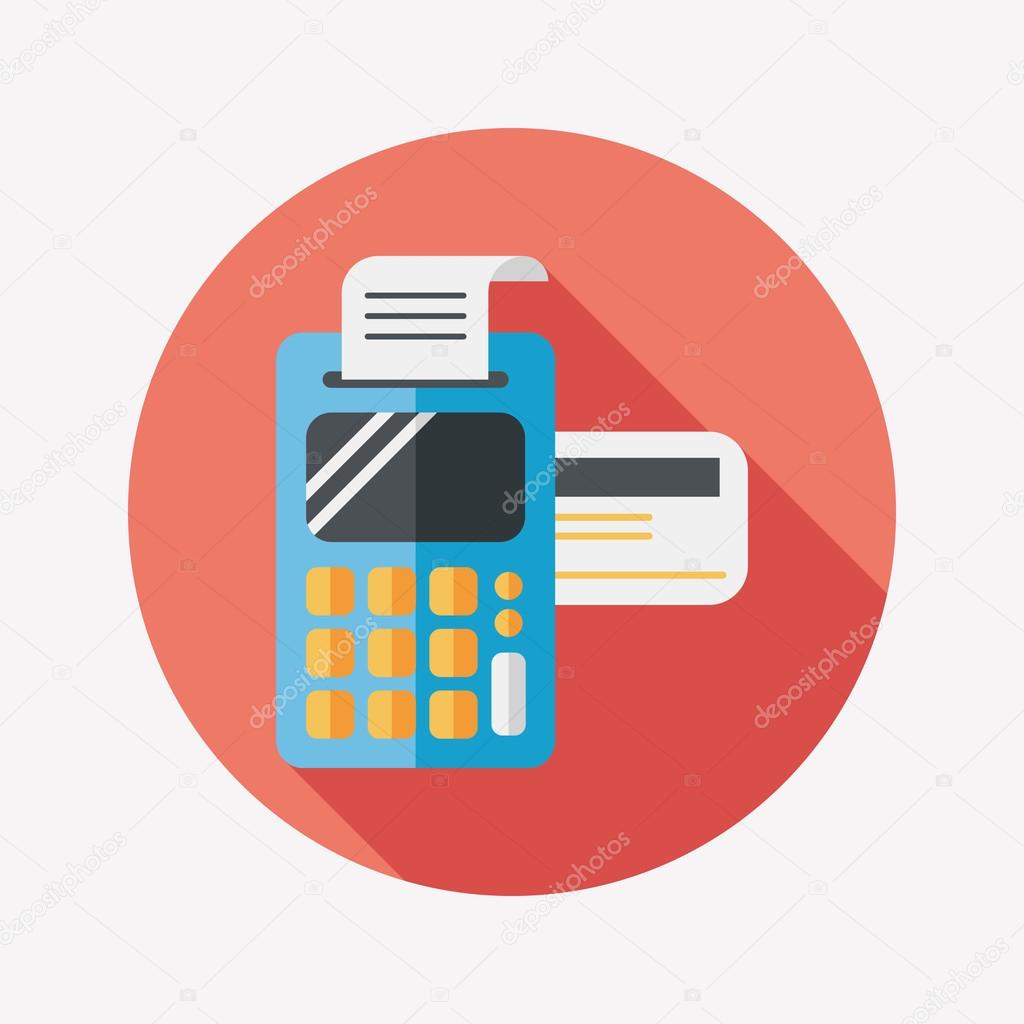 Shopping credit card machine flat icon with long shadow,eps10