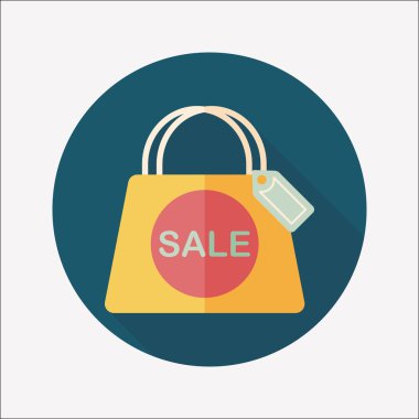 kağıt çanta düz simgesi uzun gölge, eps1 ile alışveriş