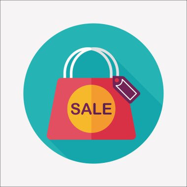 kağıt çanta düz simgesi uzun gölge, eps1 ile alışveriş