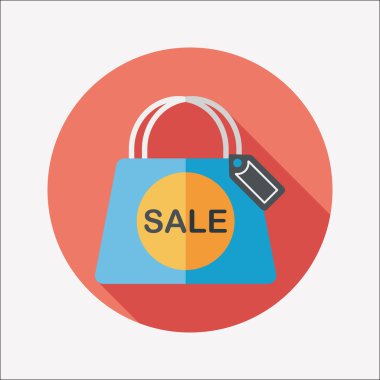 kağıt çanta düz simgesi uzun gölge, eps1 ile alışveriş