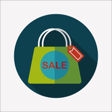 kağıt çanta düz simgesi uzun gölge, eps1 ile alışveriş