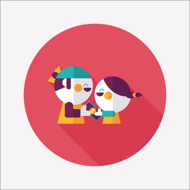 Sevgililer alışveriş uzun gölge, eps10 düz simgesiyle