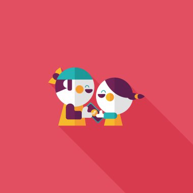 Sevgililer alışveriş uzun gölge, eps10 düz simgesiyle