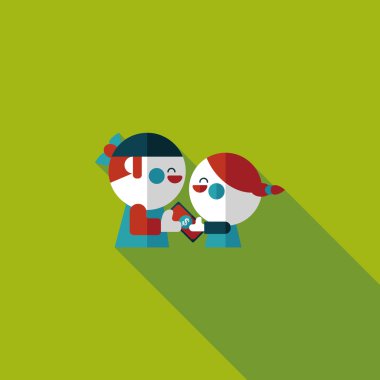 Sevgililer alışveriş uzun gölge, eps10 düz simgesiyle