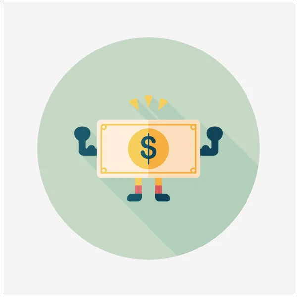 Shopping money cash flat icon with long shadow,eps10 — Stock Vector