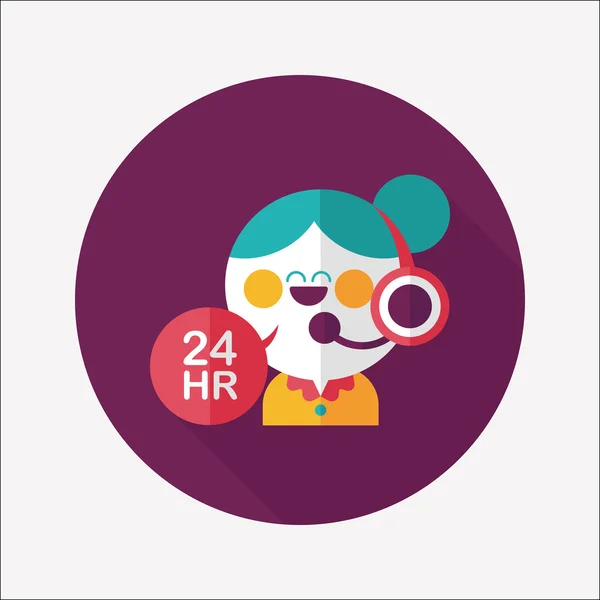 24 hours customer phone service flat icon with long shadow, eps10 — стоковый вектор
