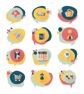 alışveriş konuşma balonu düz tasarım arka plan ayarlamak, eps10