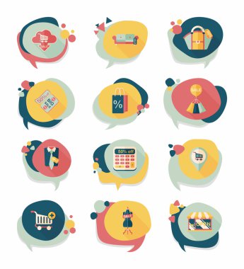 alışveriş konuşma balonu düz tasarım arka plan ayarlamak, eps10