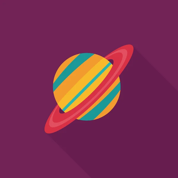 Planète spatiale icône plate avec ombre longue, eps10 — Image vectorielle