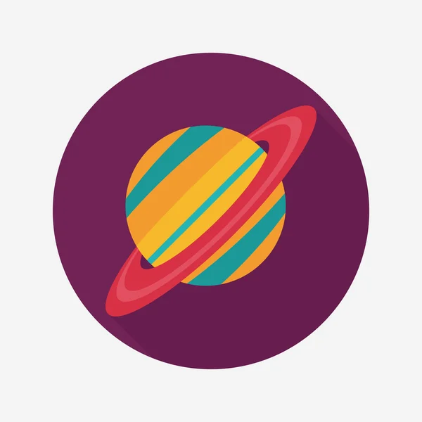 Space planet flat icon with long shadow, eps10 — стоковый вектор