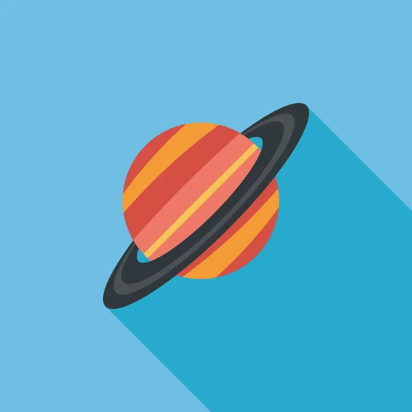 Planète spatiale icône plate avec ombre longue, eps10 — Image vectorielle