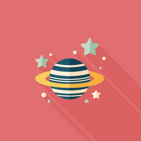Planeta espacial icono plano con sombra larga, eps10 — Vector de stock