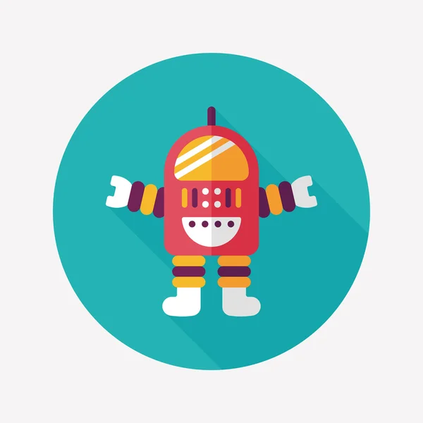 Space robot flat icon with long shadow, eps10 — стоковый вектор