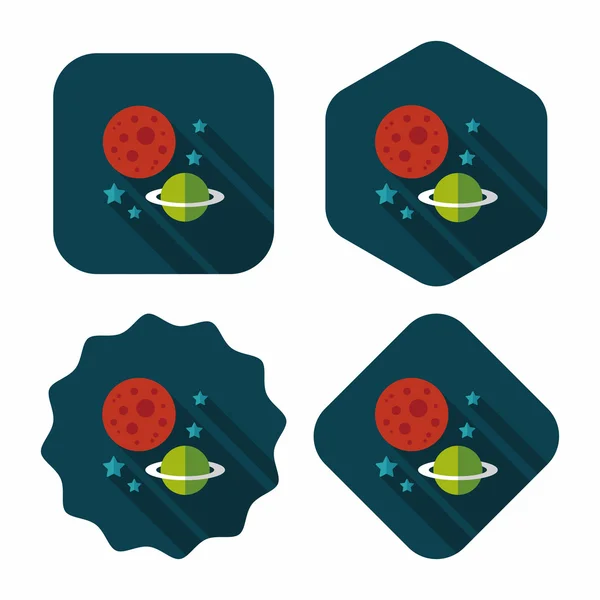 Planète spatiale icône plate avec ombre longue, eps10 — Image vectorielle