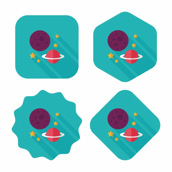 Planeta espacial icono plano con sombra larga, eps10 — Archivo Imágenes Vectoriales