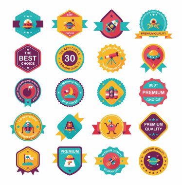 Uzay rozet afiş düz tasarım arka plan ayarlamak, eps10