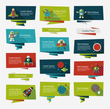 Uzay afiş düz tasarım arka plan ayarlamak, eps10