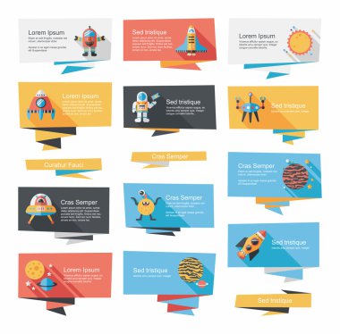 Uzay afiş düz tasarım arka plan ayarlamak, eps10