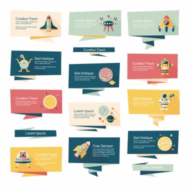 Uzay afiş düz tasarım arka plan ayarlamak, eps10