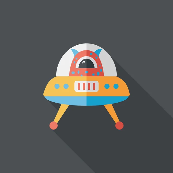 Utrymme Ufo flat ikonen med långa skugga, eps10 — Stock vektor