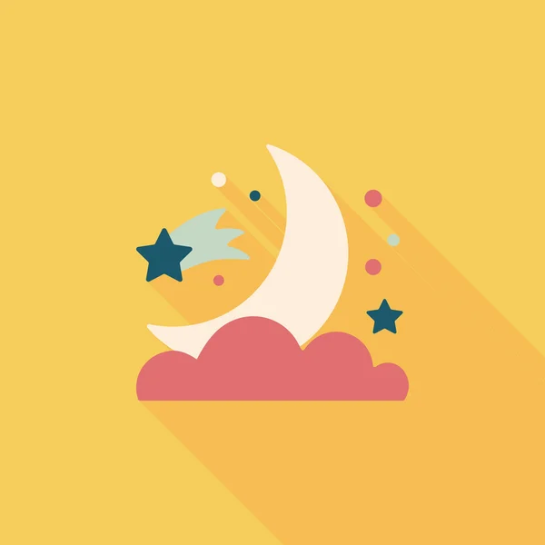 Space moon and star flat icon with long shadow, eps10 — стоковый вектор