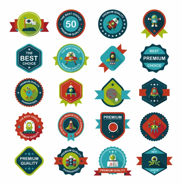 Ruimte badge banner platte ontwerp achtergrond instellen, eps10 — Stockvector