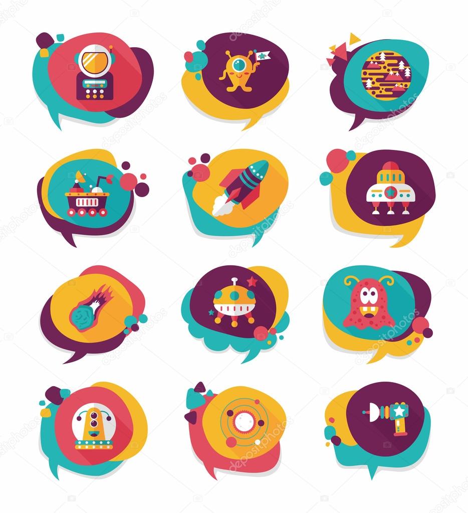 Space speech bubble flat design background set, eps10