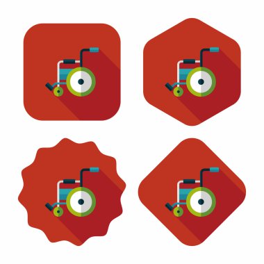 Tekerlekli sandalye ile uzun gölge, eps10 düz simgesi