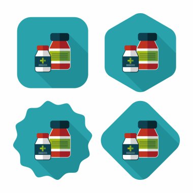 Tıbbi şişe uzun gölge, eps10 düz simgesiyle