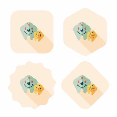 Diş düz stil ikonu ile uzun gölge, eps10