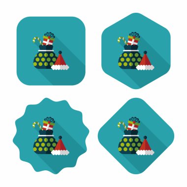 Noel hediye düz simgesi ile uzun gölge, eps10