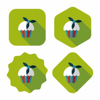 Noel kek düz simgesi ile uzun gölge, eps10