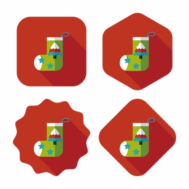 calcetín de Navidad icono plana con sombra, eps10