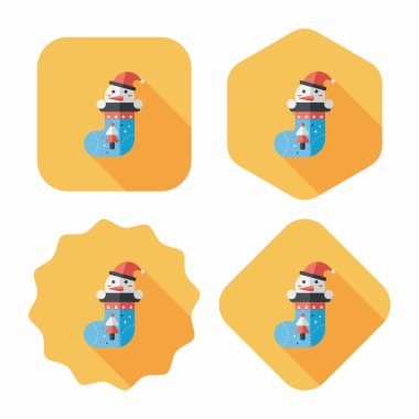 calcetín de Navidad icono plana con sombra, eps10