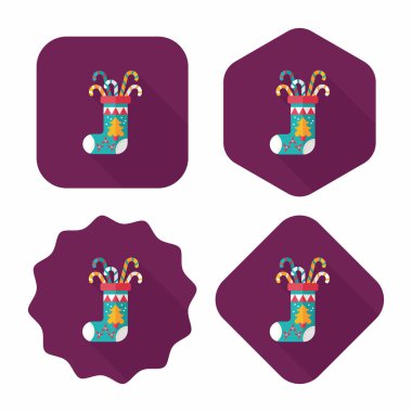 calcetín de Navidad icono plana con sombra, eps10