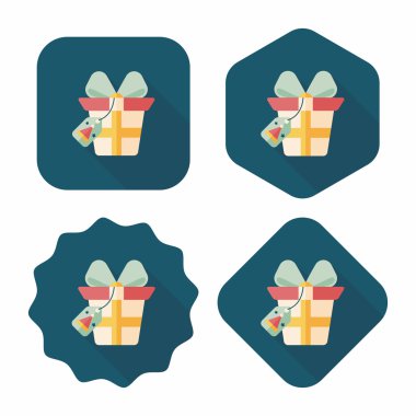 Noel hediye düz simgesi ile uzun gölge, eps10